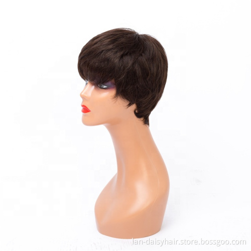 Cheap Factory Price  Good Quality Short Pixie Cut  Machine Made Human Hair Wigs
